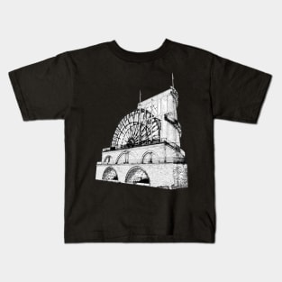 Laxey Water Wheel Isle of Man Line Drawing Kids T-Shirt